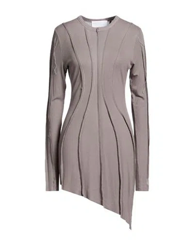 Sami Miro Vintage Woman Mini Dress Taupe Size Xl Tencel, Elastane In Gray
