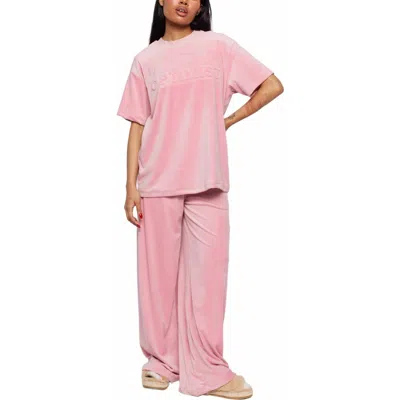 Samii Ryan Optimist Velour Oversized Tee In Pink