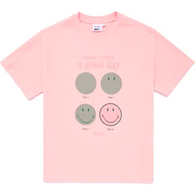 Samii Ryan Smiley Good Day Oversized Tee In Pink