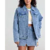Samii Ryan Smiley Oversized Denim Jacket In Blue