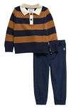 Sammy + Nat Stripe Rugby Sweater & Corduroy Pants Set In Brown