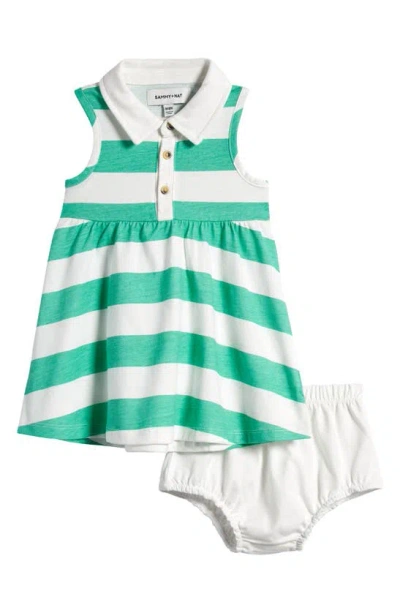Sammy + Nat Babies' Stripe Sleeveless Polo Dress & Bloomers In Green