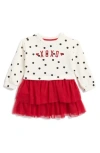 Sammy + Nat Valentine's Day Tulle Accent Sweatshirt Dress In Red