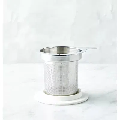 Samovar Tea Stainless Steel Tea Infuser With White Lid In Silver