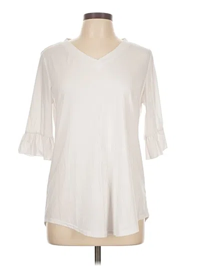 Pre-owned Sampeel 3/4 Sleeve Top Ivory V-neck Tops In White