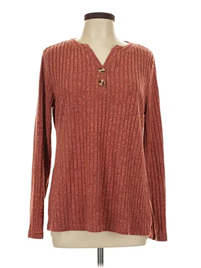 Pre-owned Sampeel Long Sleeve Henley Shirt In Brown