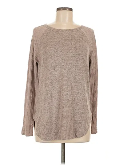 Pre-owned Sampeel Long Sleeve Top Brown Crew Neck Tops