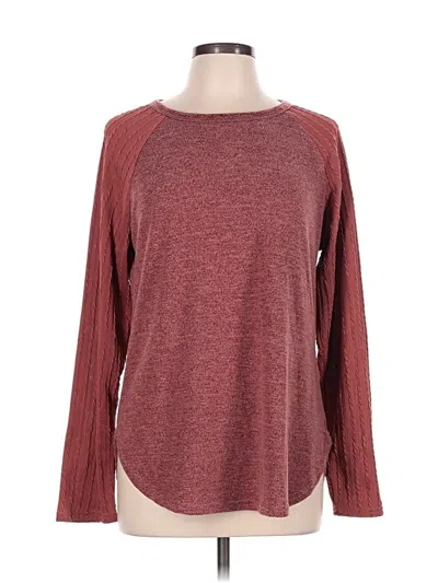 Pre-owned Sampeel Long Sleeve Top Burgundy Crew Neck Tops