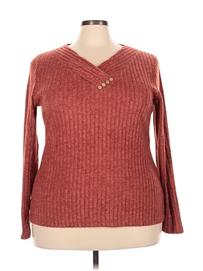 Pre-owned Sampeel Long Sleeve Top Burgundy V-neck Tops