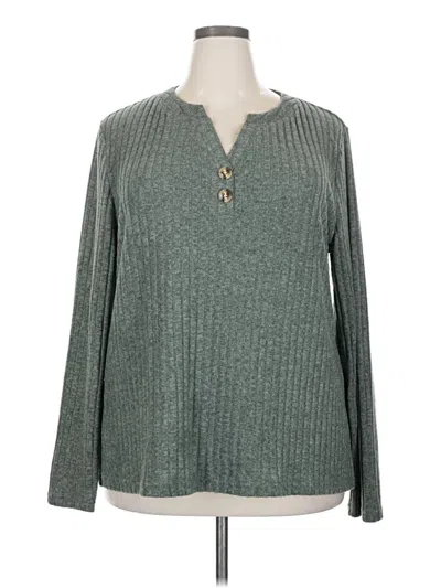 Pre-owned Sampeel Long Sleeve Top Gray Crew Neck Tops