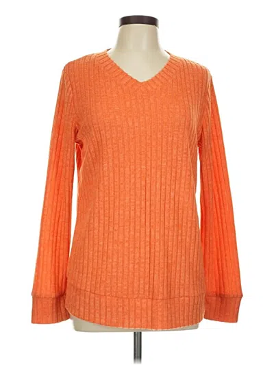 Pre-owned Sampeel Long Sleeve Top Orange V Neck Tops