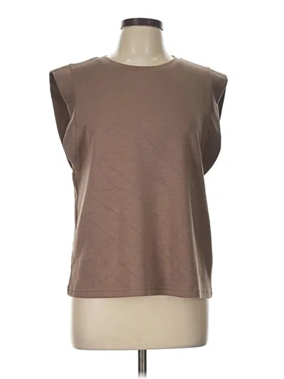 Pre-owned Sampeel Short Sleeve Top Brown Boatneck Tops