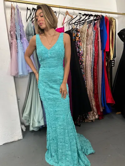 Sample Sale Long Sleeveless Formal Dress Sale In Blue
