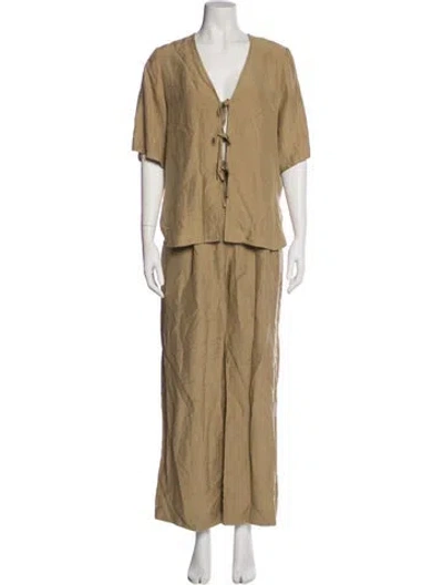 Pre-owned Samsøe Bow Accents Pant Set In Neutral