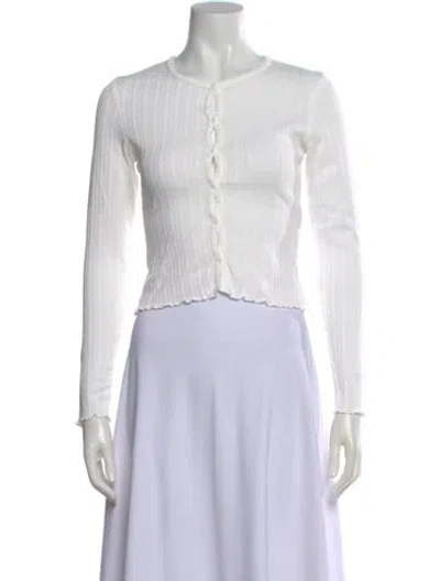 Pre-owned Samsøe Crew Neck Long Sleeve Top In White