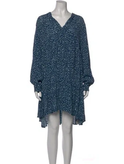 Pre-owned Samsøe Floral Print Mini Dress In Blue