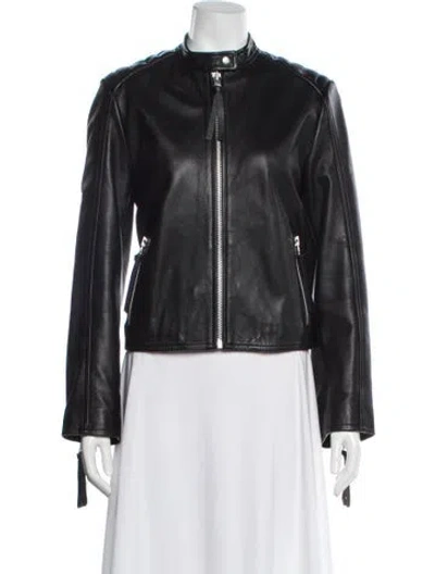 Pre-owned Samsøe Lamb Leather Biker Jacket In Black