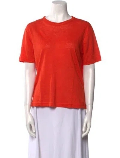 Pre-owned Samsøe Linen Crew Neck T-shirt In Orange