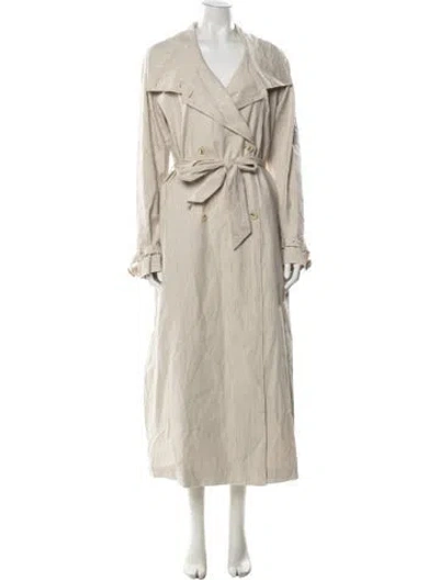 Pre-owned Samsøe Linen Trench Coat W/ Tags In Neutral