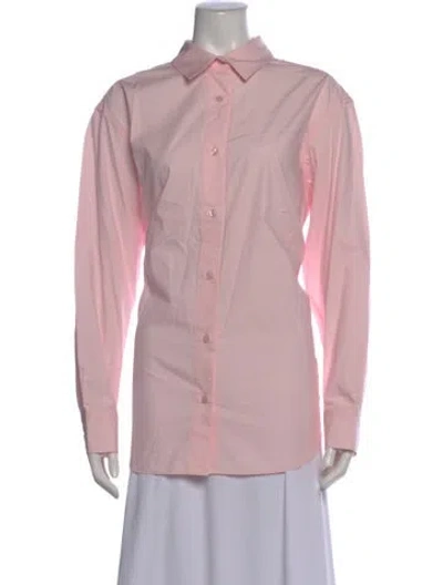 Pre-owned Samsøe Long Sleeve Button-up Top In Pink