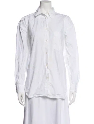 Pre-owned Samsøe Long Sleeve Button-up Top In White