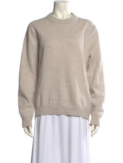 Pre-owned Samsøe Merino Wool Crew Neck Sweater In Neutral