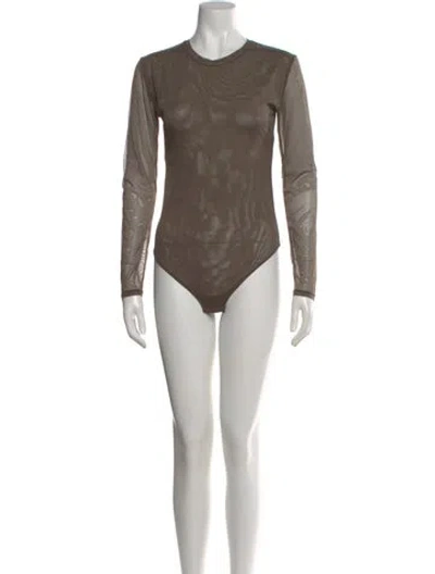 Pre-owned Samsøe Nylon Crew Neck Bodysuit In Green