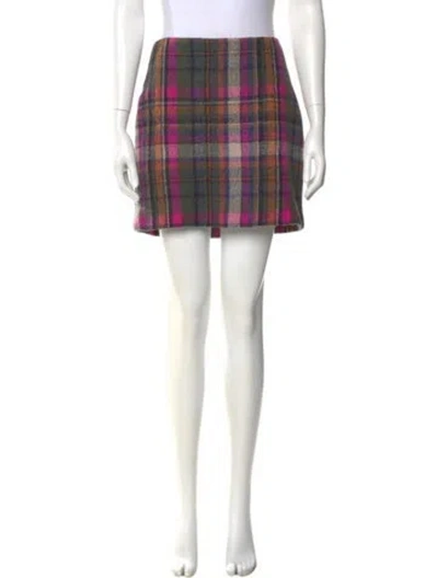 Pre-owned Samsøe Plaid Print Mini Skirt In Multi