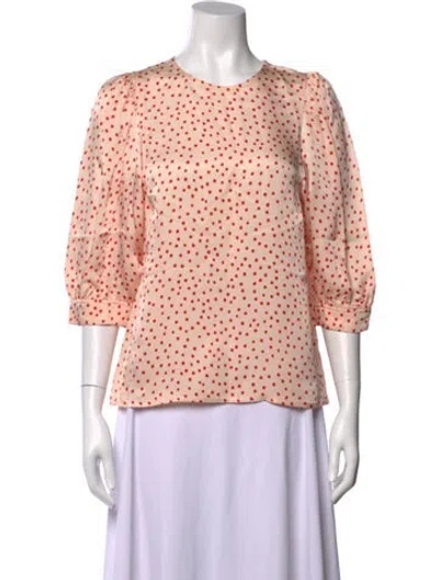 Pre-owned Samsøe Polka Dot Print Crew Neck Top In Red