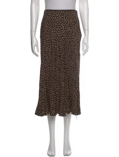 Pre-owned Samsøe Polka Dot Print Midi Length Skirt In Brown