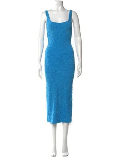 Pre-owned Samsøe Square Neckline Midi Length Dress In Blue