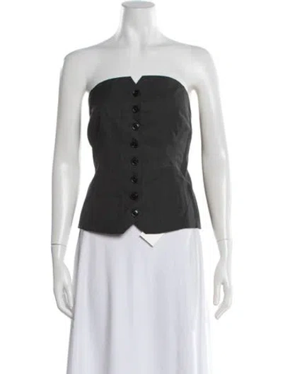 Pre-owned Samsøe Strapless Button-up Top In White