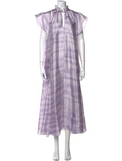 Pre-owned Samsøe Striped Long Dress In Purple