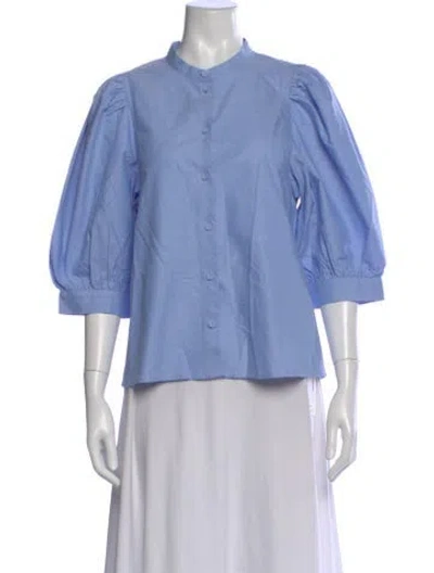 Pre-owned Samsøe Three-quarter Sleeve Blouse In Blue