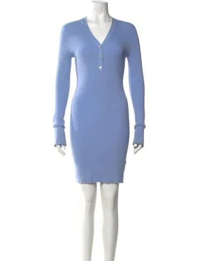 Pre-owned Samsøe V-neck Mini Dress In Blue