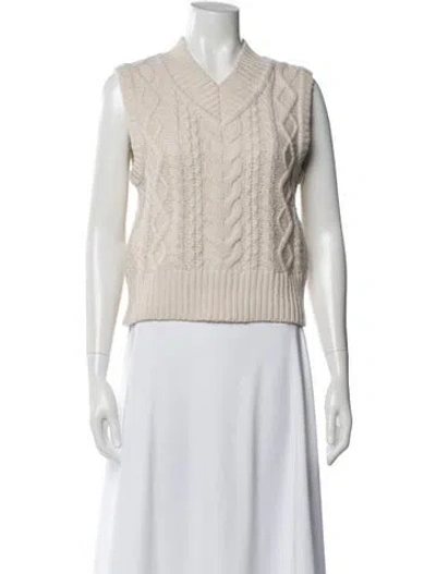Pre-owned Samsøe Wool V-neck Sweater In Neutral