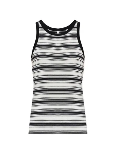 Samsoe & Samsoe Alexo Tank Striped Ribbed-knit Top In Neutrals