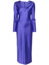 Samsoe & Samsoe Alina U-neck Satin Midi Dress In Purple