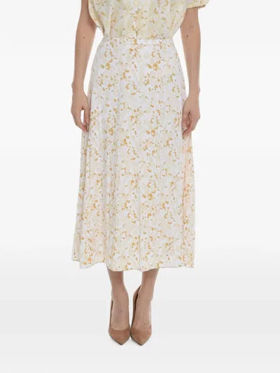 Samsoe & Samsoe Andina Floral-print Flared Midi Skirt In Neutral