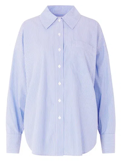 Samsoe & Samsoe Arielle Striped Cotton Shirt In Blue