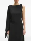 Samsoe & Samsoe Asymmetric-neckline One-sleeve Midi Dress In Black
