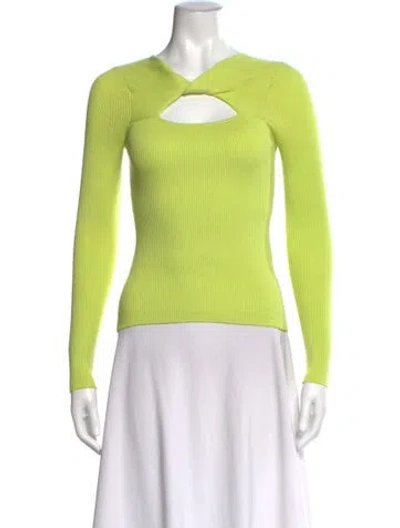 Pre-owned Samsoe & Samsoe Asymmetrical Long Sleeve Top In Green