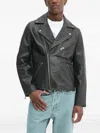 Samsoe & Samsoe Asymmetrical-zip Leather Jacket In Black