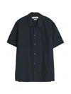 Samsoe & Samsoe Avan Textured Short-sleeve Shirt In Blue