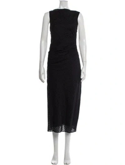 Pre-owned Samsoe & Samsoe Bateau Neckline Long Dress In Blue