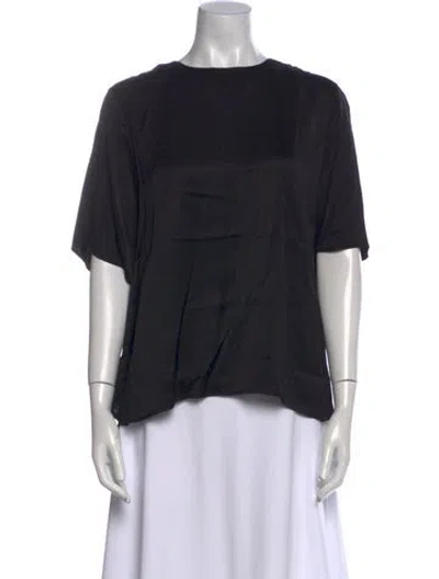 Pre-owned Samsoe & Samsoe Bateau Neckline Short Sleeve Blouse In Black