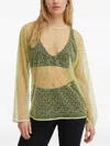 Samsoe & Samsoe Beaded Long-sleeve Blouse In Green