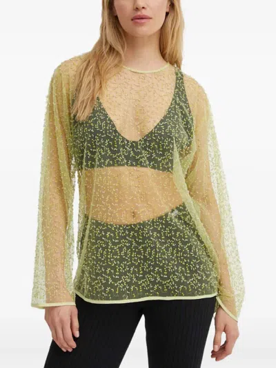 Samsoe & Samsoe Beaded Long-sleeve Blouse In Green