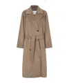 Samsoe & Samsoe Lead Gray Sahannen Melange Double-breasted Coat In Brown