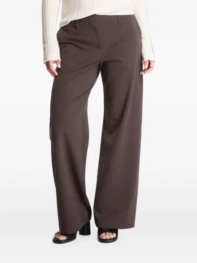 Samsoe & Samsoe Belt-loop Wide-leg Trousers In Brown